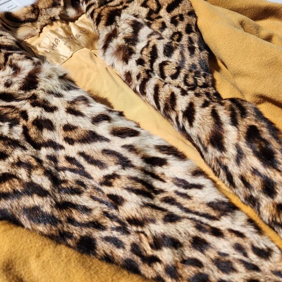 VINTAGE I. Magnin & Co. Cheetah Print Fur Mink Trench Coat Jacket Size M - Picture 14 of 16